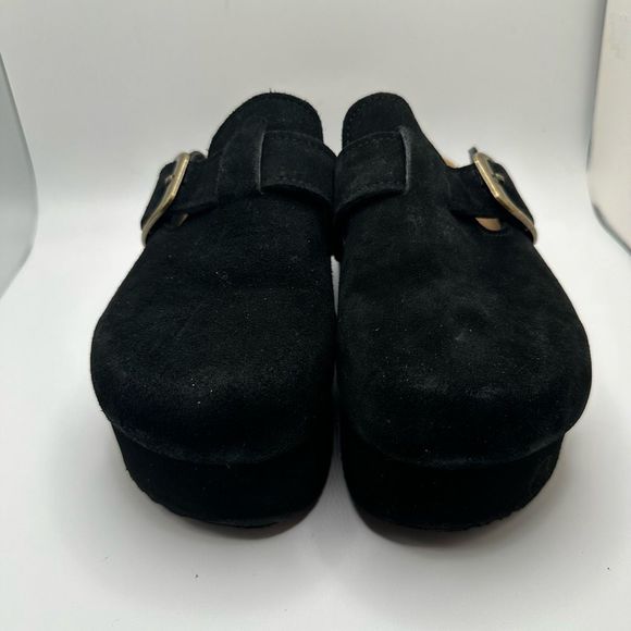 CUSHIONAIRE Women's Genuine Suede Cork Footbed Platform Clog 6 BLACK - Picture 2 of 7